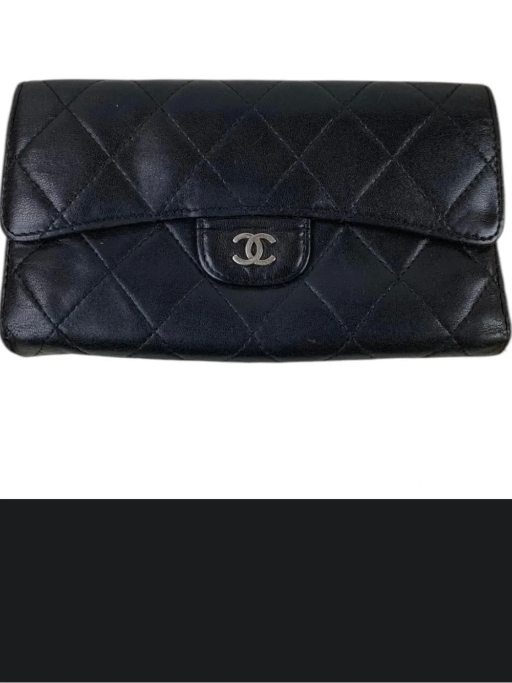 CHANEL Black Quilted Lambskin Flap Clutch with CC Logo